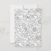 Blumenmuster B&W - 3x5 Kinderdusche Einladung (Rückseite)