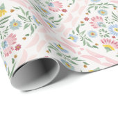 Blumenmuster-Baby-Shower-Geschenkpapier Geschenkpapier (Rolleneckpunkt)