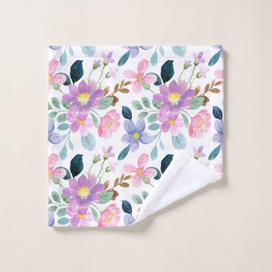 Blumenmuster Badhandtuch Set (Waschlappen)