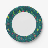 Blumenmuster bei Cartoon 2 Pappteller (Vorderseite)