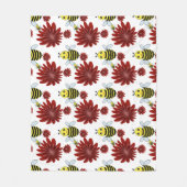Blumenmuster Bienen  Fleecedecke (Vorderseite)