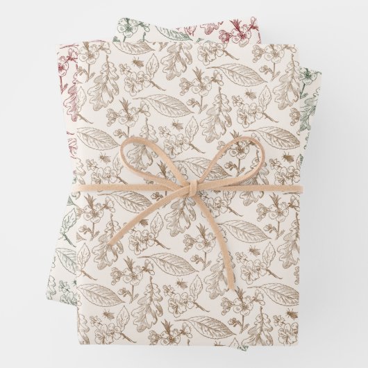 Blumenmuster Blätter Art Muster auf Rot Seite Grün (Beispiel)