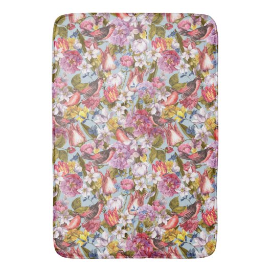 Blumenmuster Blätter Vögel Schmetterlinge Peony Badematte (Vorderseite Vertikal)