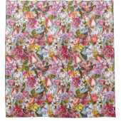 Blumenmuster Blätter Vögel Schmetterlinge Peony Duschvorhang (Vorderseite)