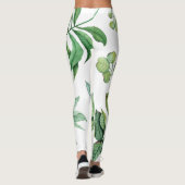 Blumenmuster Blätter Weiße Grüne Mädchen Leggings (Rückseite)