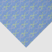 Blumenmuster Blau Gelb und Grau Schere Muster Seidenpapier (Detail)