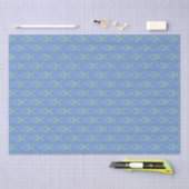 Blumenmuster Blau Gelb und Grau Schere Muster Seidenpapier (Handwerk)
