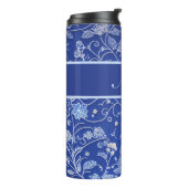 Blumenmuster blau, hellblau thermosbecher (Nach links gedreht)