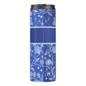 Blumenmuster blau, hellblau thermosbecher (Rückseite)