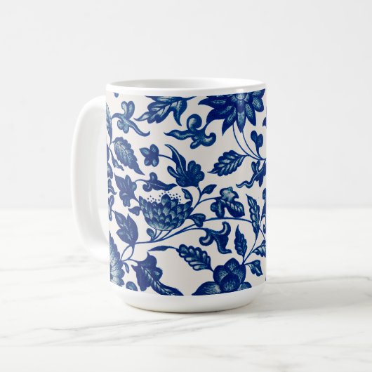 Blumenmuster Blau Kaffeetasse (Vorderseite Links)