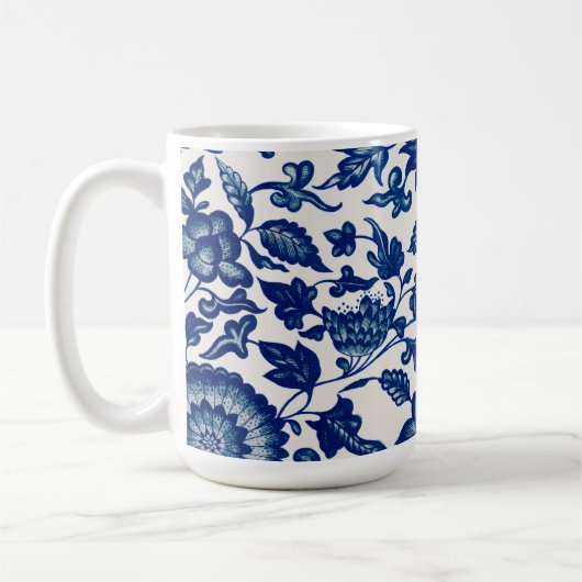 Blumenmuster Blau Kaffeetasse (Links)