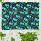 Blumenmuster blau und aquamarin geschirrtuch (Gefaltet)