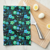 Blumenmuster blau und aquamarin geschirrtuch (Viertel Falte)