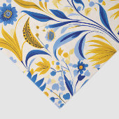 Blumenmuster Blau und Gelb Blätter Muster Seidenpapier (Ausschnitt)
