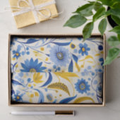 Blumenmuster Blau und Gelb Blätter Muster Seidenpapier (Geschenk)