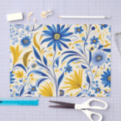 Blumenmuster Blau und Gelb Blätter Muster Seidenpapier (Handwerk)