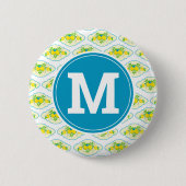 Blumenmuster Blau und Gelb Lemons Blumenmuster Button (Vorderseite)