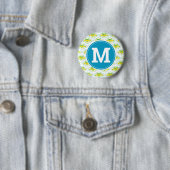 Blumenmuster Blau und Gelb Lemons Blumenmuster Button (Beispiel)