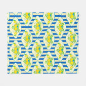 Blumenmuster Blau und Gelb Lemons Blumenmuster Fleecedecke (Vorderseite (Horizontal))