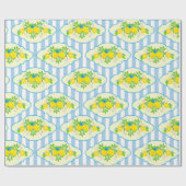 Blumenmuster Blau und Gelb Lemons Blumenmuster Geschenkpapier (Flach)