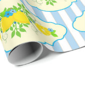 Blumenmuster Blau und Gelb Lemons Blumenmuster Geschenkpapier (Rolleneckpunkt)