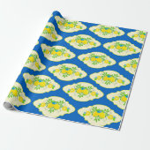 Blumenmuster Blau und Gelb Lemons Blumenmuster Geschenkpapier (Ungerollt)