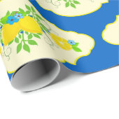 Blumenmuster Blau und Gelb Lemons Blumenmuster Geschenkpapier (Rolleneckpunkt)