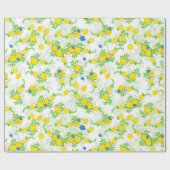 Blumenmuster Blau und Gelb Lemons Blumenmuster Geschenkpapier (Flach)