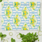 Blumenmuster Blau und Gelb Lemons Blumenmuster Geschirrtuch (Gefaltet)