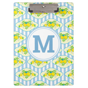 Blumenmuster Blau und Gelb Lemons Blumenmuster Klemmbrett