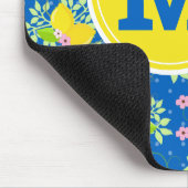 Blumenmuster Blau und Gelb Lemons Blumenmuster Mousepad (Ecke)