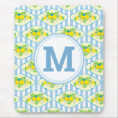 Blumenmuster Blau und Gelb Lemons Blumenmuster Mousepad (Vorne)