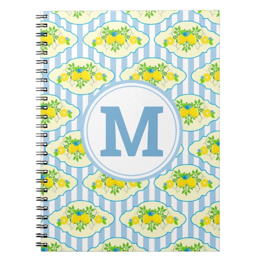 Blumenmuster Blau und Gelb Lemons Blumenmuster Notizblock (Vorderseite)