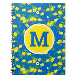 Blumenmuster Blau und Gelb Lemons Blumenmuster Notizblock