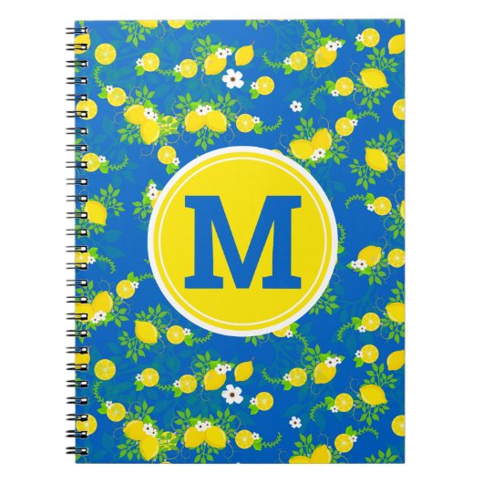Blumenmuster Blau und Gelb Lemons Blumenmuster Notizblock (Vorderseite)