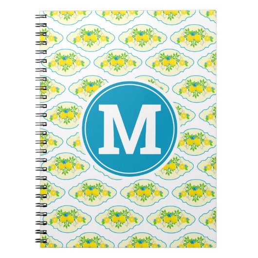 Blumenmuster Blau und Gelb Lemons Blumenmuster Notizblock (Vorderseite)
