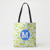 Blumenmuster Blau und Gelb Lemons Blumenmuster Tasche (Vorderseite)