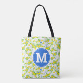 Blumenmuster Blau und Gelb Lemons Blumenmuster Tasche (Rückseite)