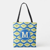Blumenmuster Blau und Gelb Lemons Blumenmuster Tasche (Rückseite)