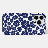 Blumenmuster - Blau und Weiß iPhone Hülle (Rückseite (Horizontal))