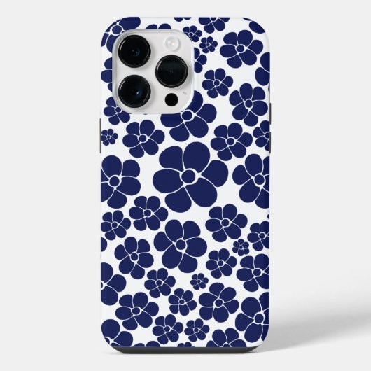 Blumenmuster - Blau und Weiß iPhone Hülle (Rückseite)