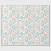 Blumenmuster Blau Wildblumen Geschenkpapier (Flach)