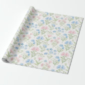 Blumenmuster Blau Wildblumen Geschenkpapier (Ungerollt)
