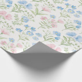 Blumenmuster Blau Wildblumen Geschenkpapier (Ecke)