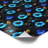 Blumenmuster blaue Blüten Poster (Ecke)