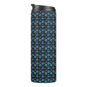 Blumenmuster blaue Blüten Thermosbecher (Nach rechts gedreht)