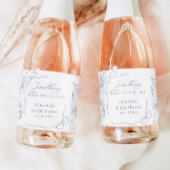 Blumenmuster - Blaues Brautparty Alkoholflaschenetikett