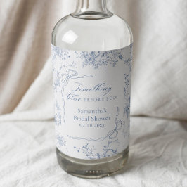 Blumenmuster - Blaues Brautparty Alkoholflaschenetikett