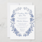 Blumenmuster - Blaues Brautparty Einladung (Vorderseite)