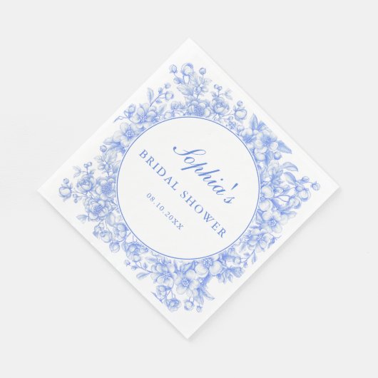 Blumenmuster - Blaues Brautparty Serviette (Ecke)